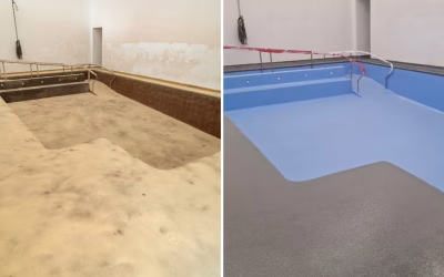 Piso epóxico antideslizante para piscina en IPS de rehabilitación